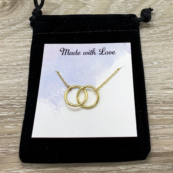 Mother and Daughter Necklace with Gift Box, Infinity Double Circle Necklace, Two Circles Pendant, Every Day Necklace, Gift for Daughter