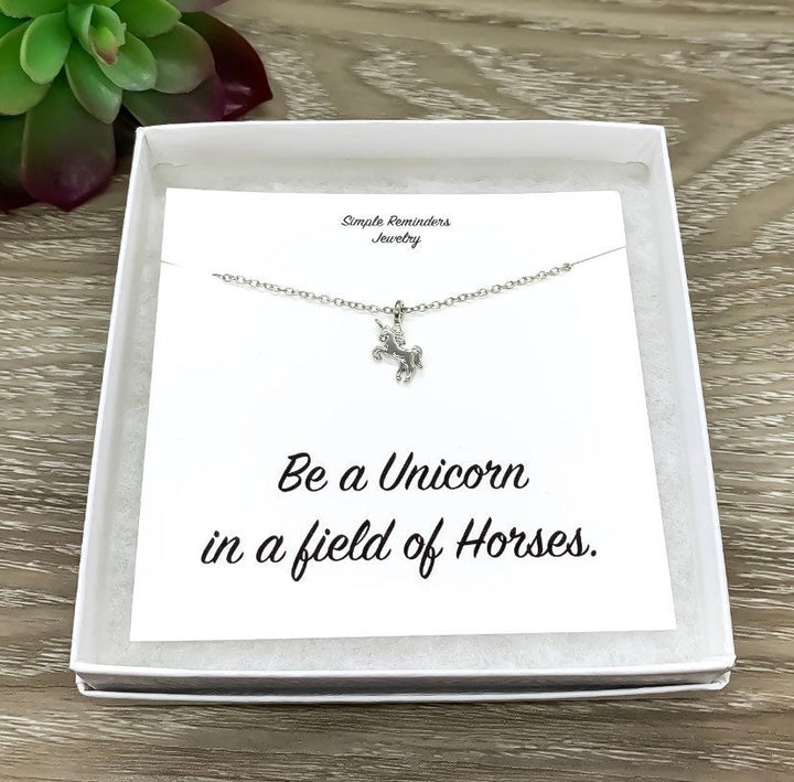 Unicorn Necklace with Gift Box, Unicorn Jewelry, Unicorn Lover Gift, Birthday Gift for Her, Dainty Unicorn Pendant, Gift for Little Girls