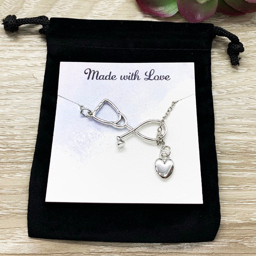 Stethoscope Necklace, Nurse Appreciation Gift, Lariat Y Necklace, Nursing Jewelry Gift, Thank You Gift from Patient, Medical Student Gift