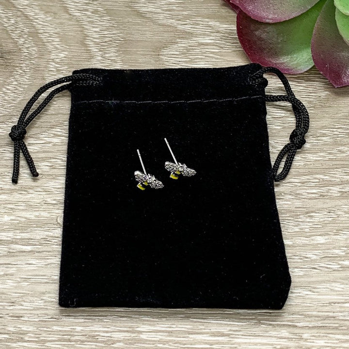 Dainty Bee Stud Earrings, Gold Bumble Bee Earrings, Sterling Silver Bee Jewelry, Minimalist Stud Earrings, Insect Jewelry, Boho Earrings