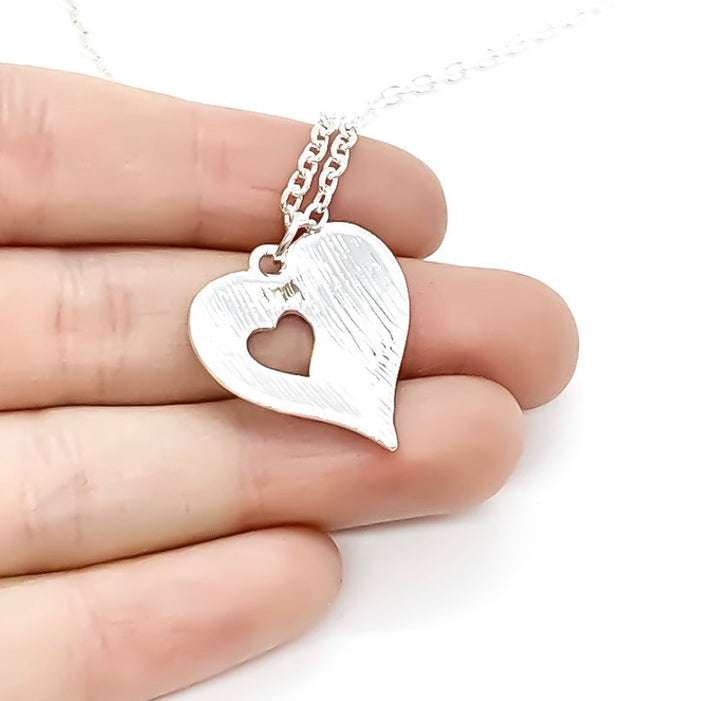 Mother Daughter Necklace Set, Heart Cut Out Necklace for 2, Friendship Necklace, BFF Jewelry, Gift for Mom, Gift from Daughter, Mommy and Me