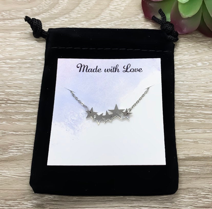 Best Friends Are Like Stars, 5 Stars Necklace, BFF Gift, Friendship Necklace, Celestial Jewelry, Meaningful Gift for Friend, Long Distance