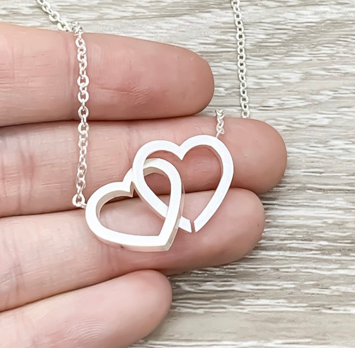 Collier Grand-mère et Petite-fille avec Coffret Cadeau, Collier Double Cœur Infini, Pendentif Deux Cœurs, Cadeau pour Grand-mère, Cadeau de Fêtes