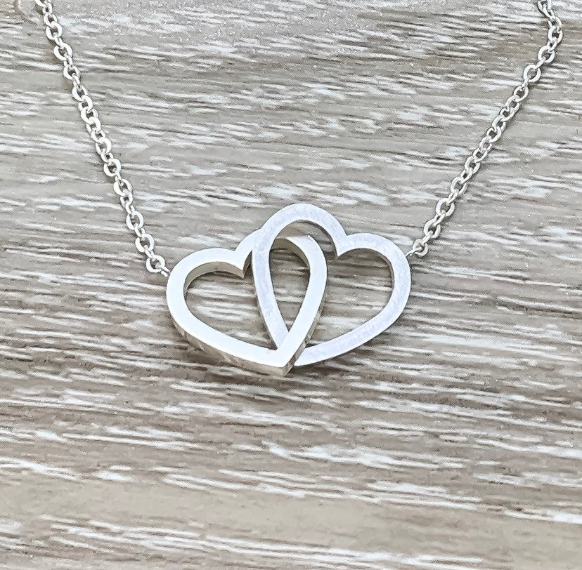 Collier Grand-mère et Petite-fille avec Coffret Cadeau, Collier Double Cœur Infini, Pendentif Deux Cœurs, Cadeau pour Grand-mère, Cadeau de Fêtes