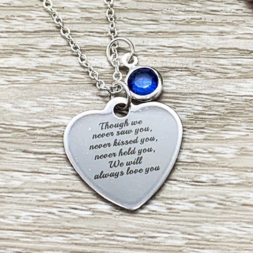 Miscarriage Quote Gift, Silver Heart Charm Necklace, Personalized Grieving Mother Gift, Infant Loss  Jewelry, Memorial Necklace, Bereavement