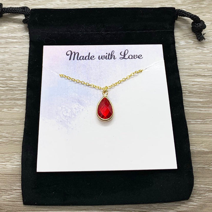 Birthstone Necklace, Dainty Crystal Charm Necklace Gold, Birthday Gift for Her, Meaningful Jewelry, Gift for Mom, Grandma, Sister