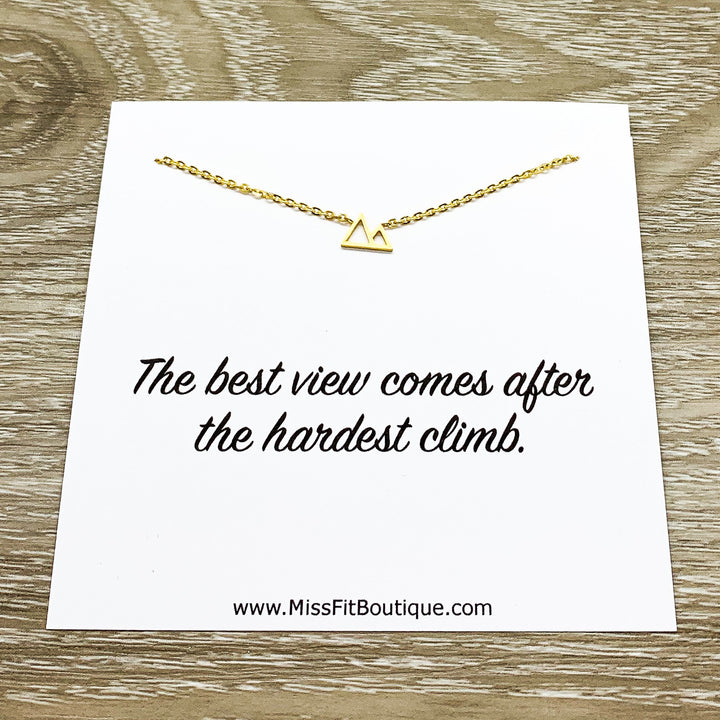 Tiny Mountain Necklace with Personalized Card, Inspirational Gift, Thoughtful Gift, Sentimental Jewelry, Travel Jewelry, Minimalist Necklace