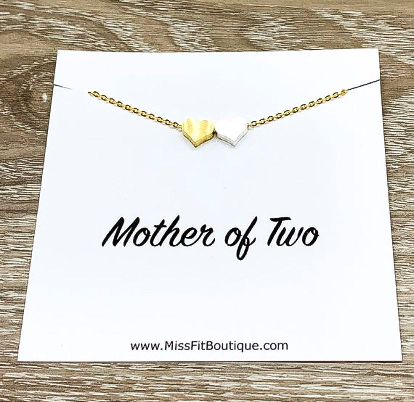 Mother of Three Gift, 3 Hearts Necklace with Personalized Card, Mother Necklace, Gift for Mom, Gift for Mom Jewelry, Dainty Hearts Necklace