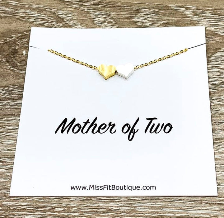 Mother of Three Gift, 3 Hearts Necklace with Personalized Card, Mother Necklace, Gift for Mom, Gift for Mom Jewelry, Dainty Hearts Necklace