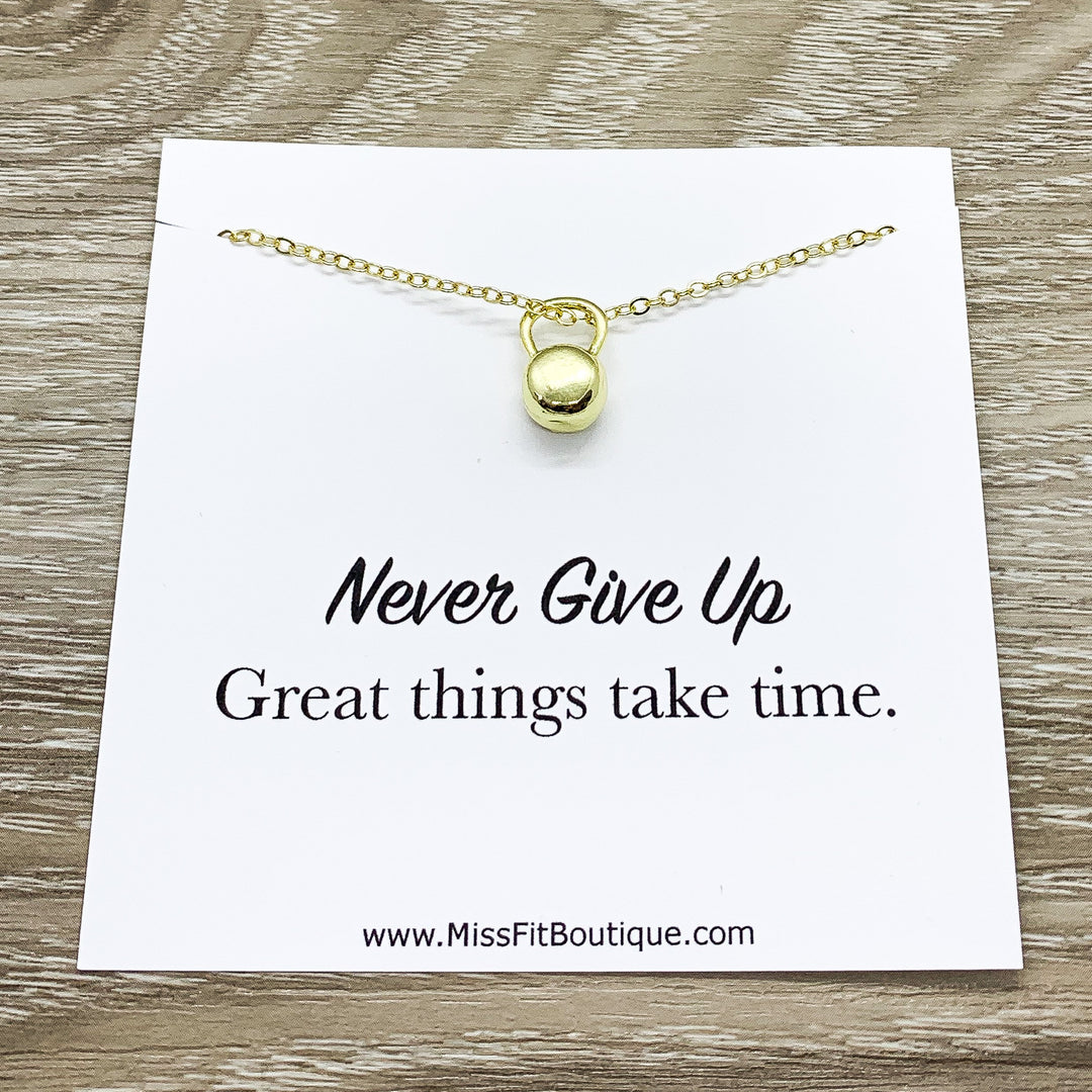 Kettlebell Necklace, Fitness Jewelry, Tiny Kettlebell Pendant, Dainty Necklace, Weightlifting Gift, Fitness Gift, Personal Trainer Gift