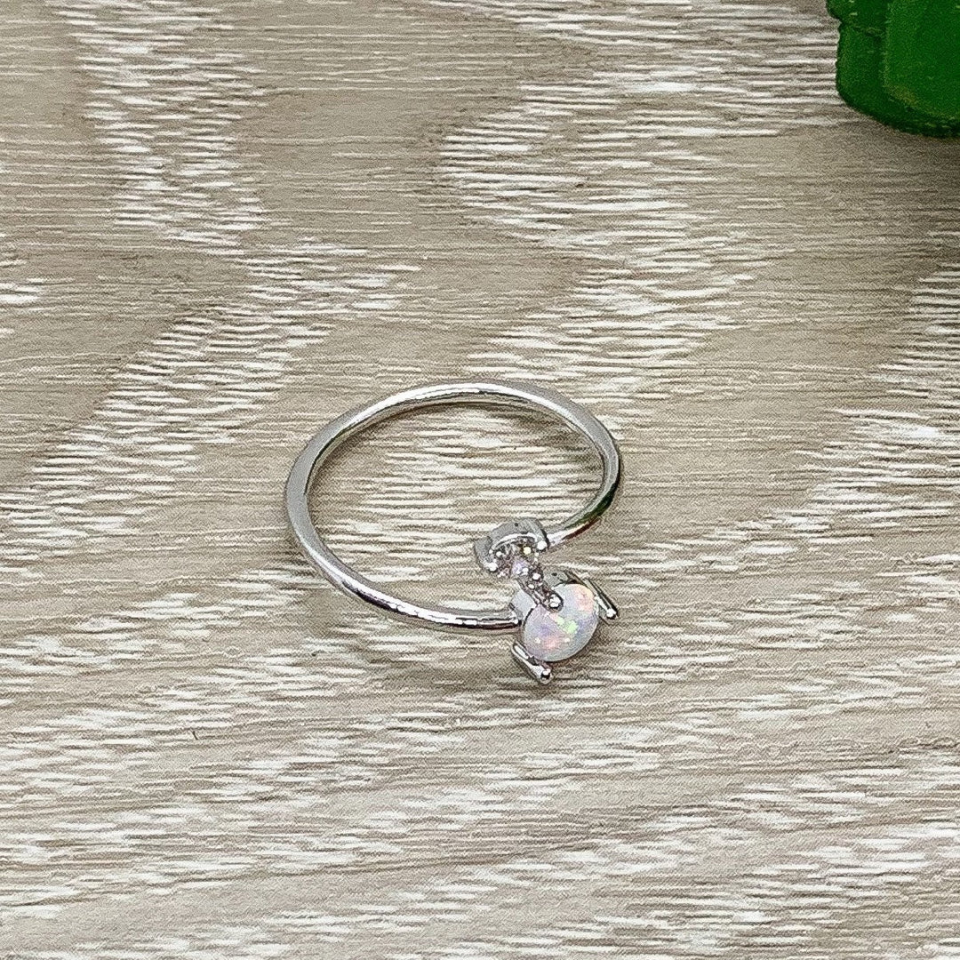 Adjustable Opal Ring, Minimalist Jewelry, Cubic Zirconia Ring, October Jewelry, Promise Ring, Statement Ring, Opal Birthstone Jewelry
