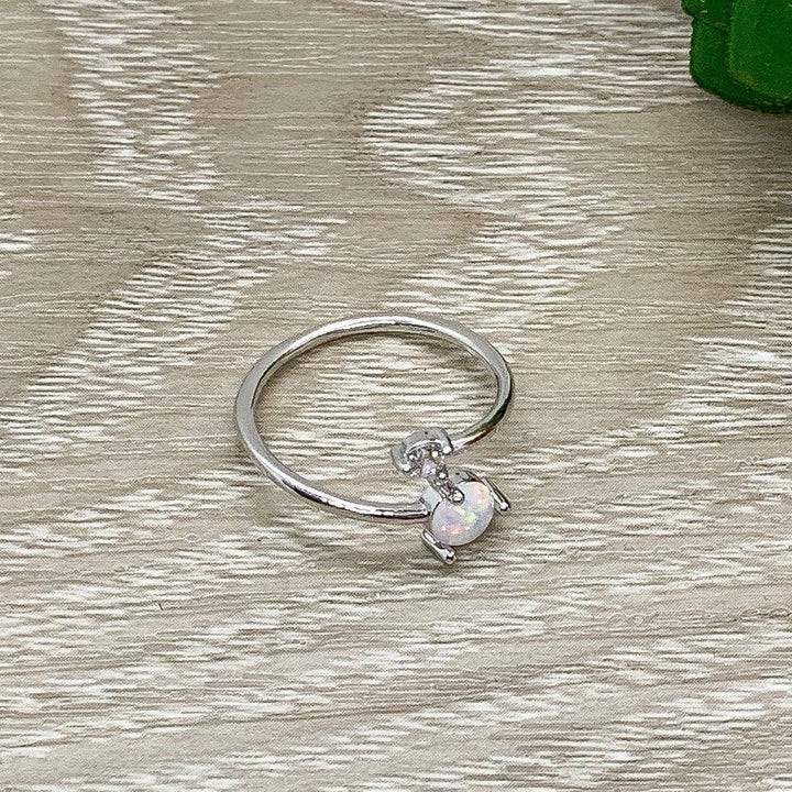 Adjustable Opal Ring, Minimalist Jewelry, Cubic Zirconia Ring, October Jewelry, Promise Ring, Statement Ring, Opal Birthstone Jewelry