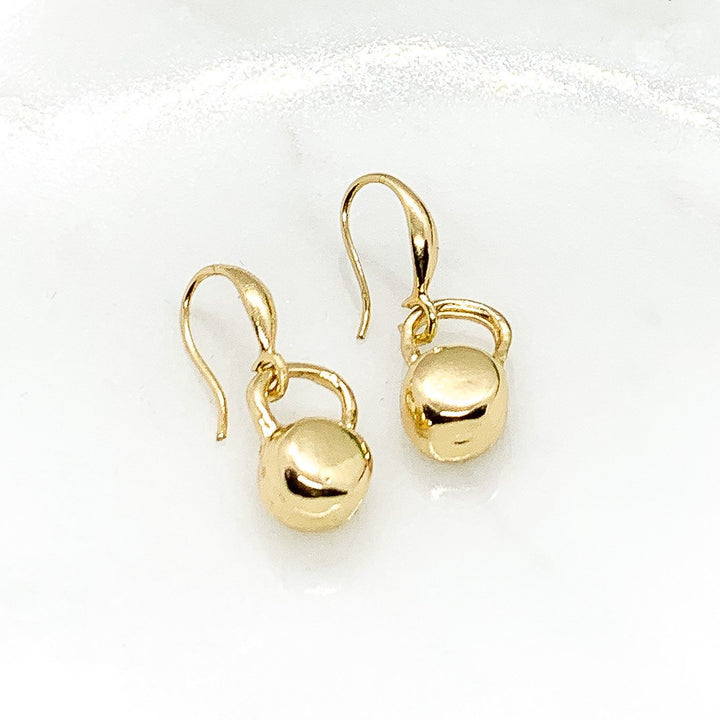 Kettlebell Earrings, Dainty Fitness Earrings, Tiny Gold Kettlebell Charm Jewelry, Weightlifting Gift, Fitness Trainer Gift, Crossfit Jewelry