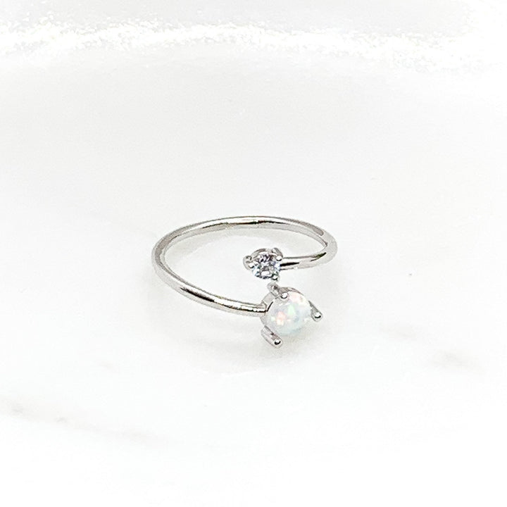 Adjustable Opal Ring, Minimalist Jewelry, Cubic Zirconia Ring, October Jewelry, Promise Ring, Statement Ring, Opal Birthstone Jewelry