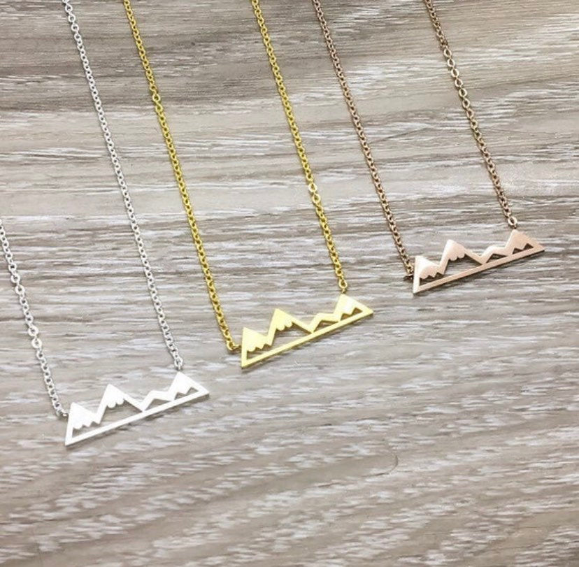 Mountain Necklace, Gift for Daughter, Minimalist Pendant, Canadian Winter Jewelry, Inspirational Gifts, Wanderlust Jewelry, Snowboarder Gift