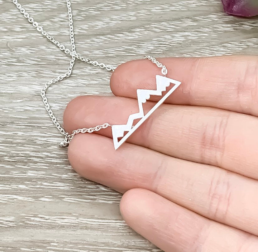 Mountain Necklace, Gift for Daughter, Minimalist Pendant, Canadian Winter Jewelry, Inspirational Gifts, Wanderlust Jewelry, Snowboarder Gift