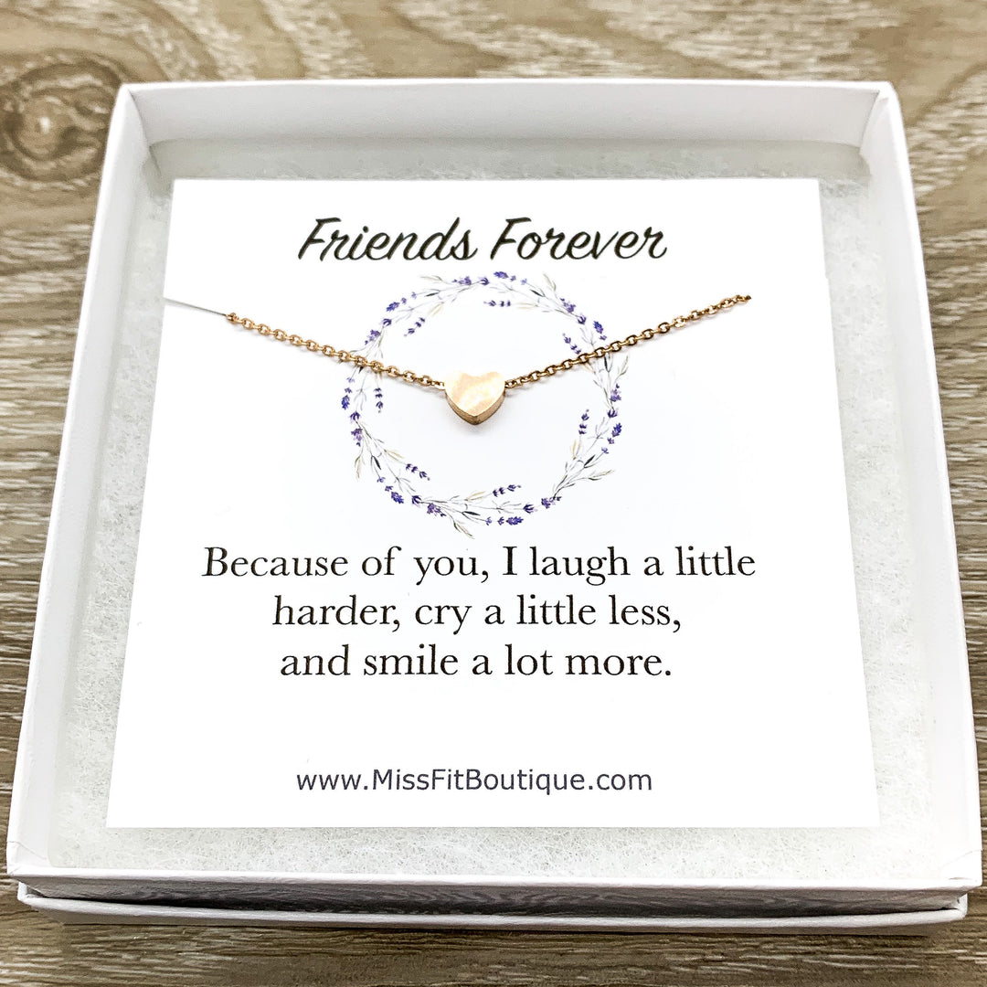 Friends Forever Card, Tiny Heart Necklace, Simple Reminder Gift, Gift for Bestie, Gift for Best Friend, Sister Gift, Thinking of You