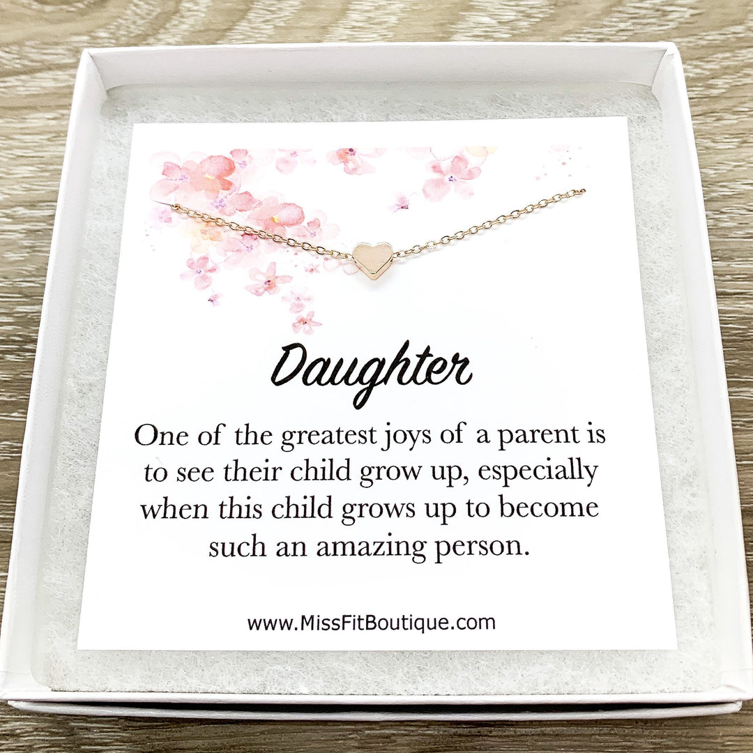 Daughter Necklace,Tiny Heart Necklace with Card, Dainty Jewelry, Gift from Mom, Mother Daughter Jewelry, Birthday Gift, Grad Gift