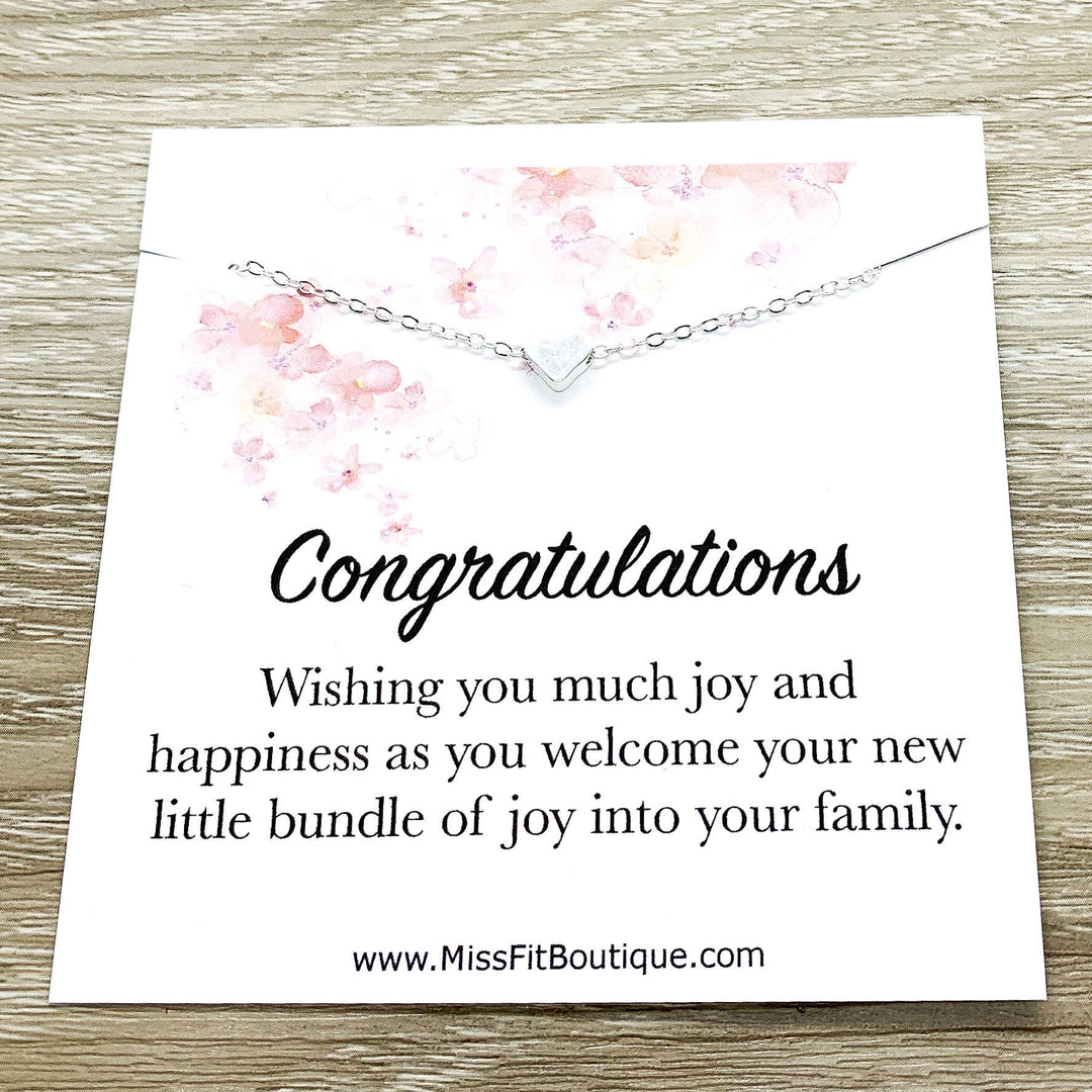 Congratulations Card, Mommy Gift, Tiny Heart Necklace, New Baby Gift, New Mom Quote, New Mother Gift, Baby Shower Gift, Gift from Friend