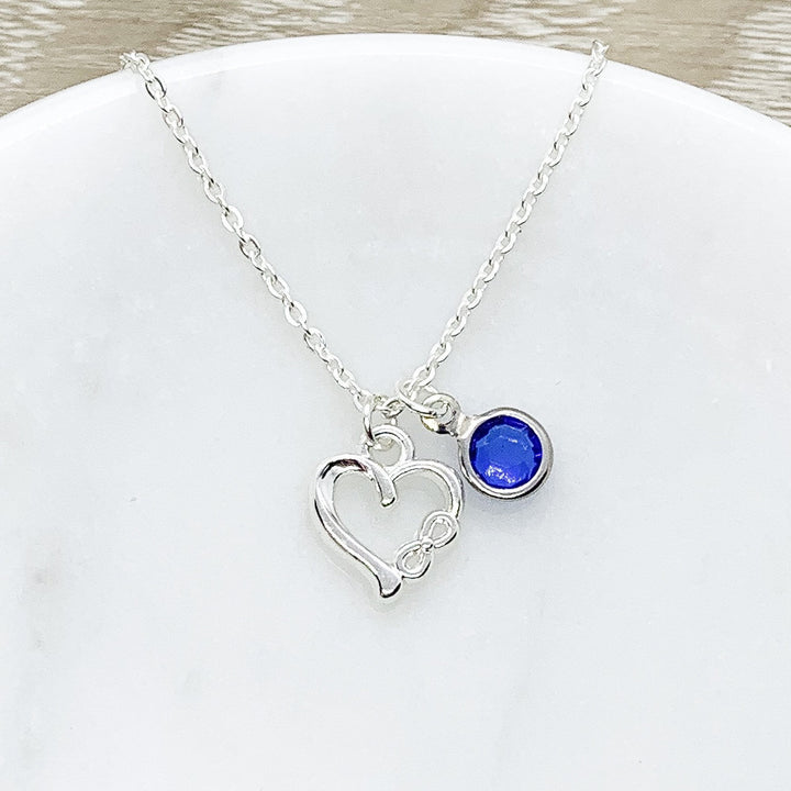 Daughter Necklace, Silver Heart Pendant, Infinity Necklace, Personalized Jewelry, Custom Message Card, Gift from Mom, Birthday Gift