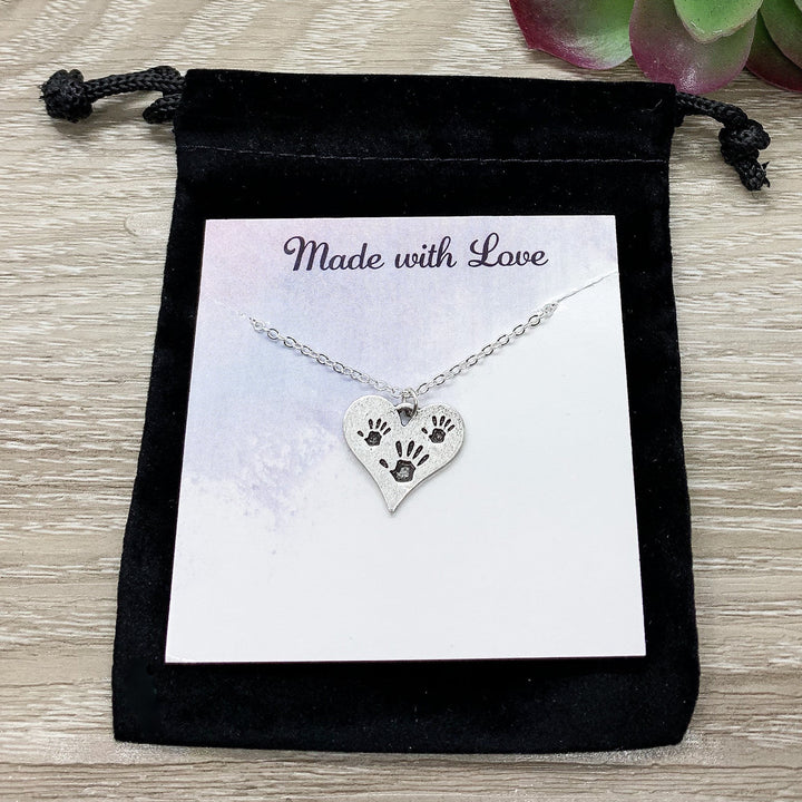 3 Tiny Handprints Silver Necklace, Simple Reminders Jewelry, Gift for Grandma, Gift for Mom, Mother of 2 Gift, Minimalist Necklace