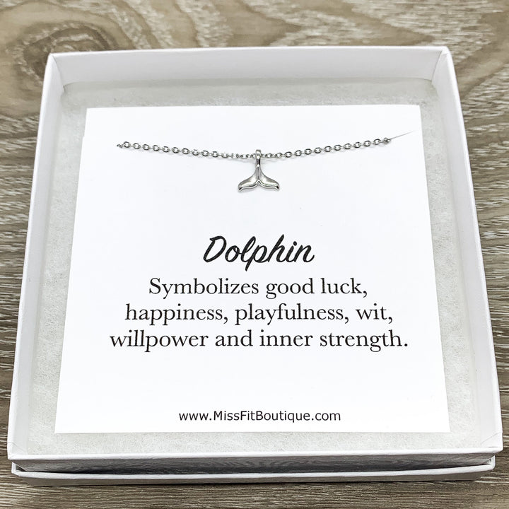Tiny Dolphin Tail Necklace, Dolphin Jewelry Gift, Good Luck Necklace, Beach Necklace, Minimalist Gift, Ocean Gift, Beachy, Friend Necklace