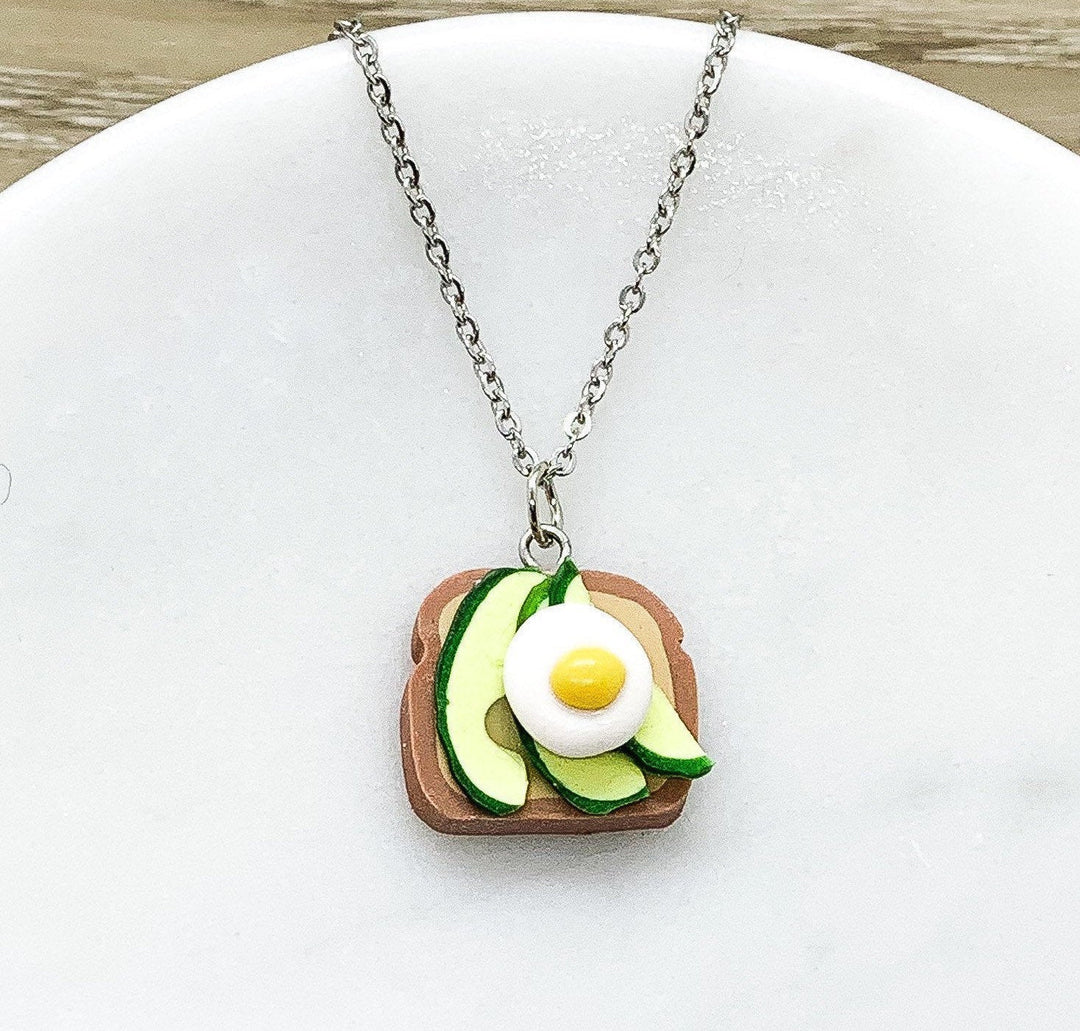 Tiny Avocado Toast Charm Necklace, Miniature Food Necklace, Friendship Gift, Cute Friends Birthday, Health Nut Gift, Vegetarian Necklace