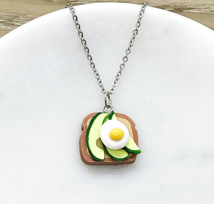 Tiny Avocado Toast Charm Necklace, Miniature Food Necklace, Friendship Gift, Cute Friends Birthday, Health Nut Gift, Vegetarian Necklace