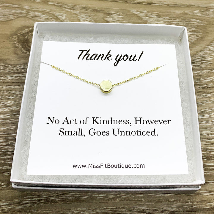 Thank You Gift, Circle Necklace, Necklace with Card, Teacher Gift, Caregiver Gift, Volunteer Gift, Hostess Gift, Intern Gift, Dog Sitter