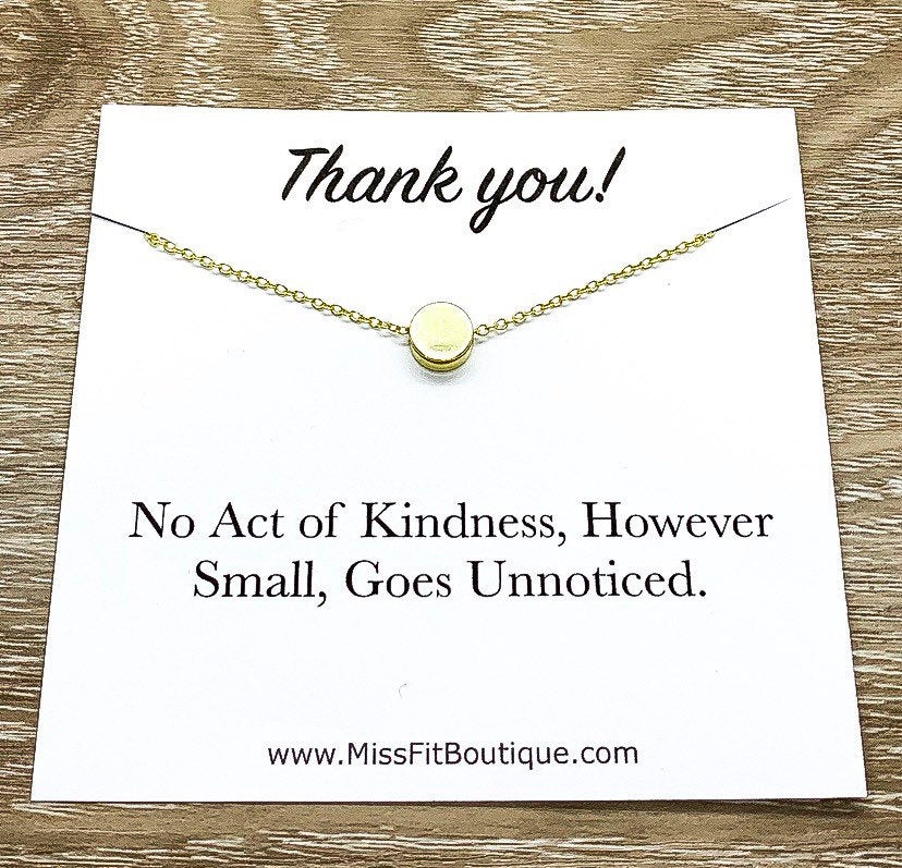 Thank You Gift, Circle Necklace, Necklace with Card, Teacher Gift, Caregiver Gift, Volunteer Gift, Hostess Gift, Intern Gift, Dog Sitter