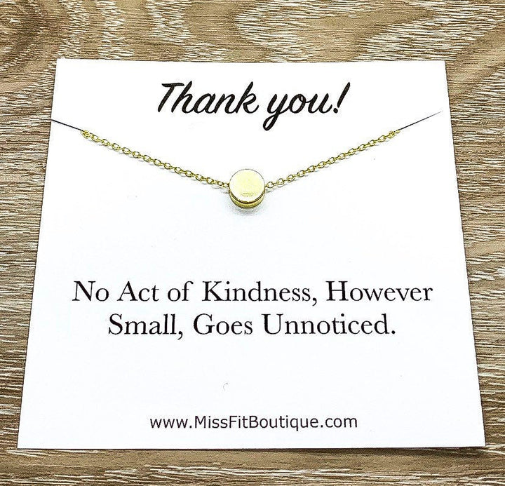 Thank You Gift, Circle Necklace, Necklace with Card, Teacher Gift, Caregiver Gift, Volunteer Gift, Hostess Gift, Intern Gift, Dog Sitter
