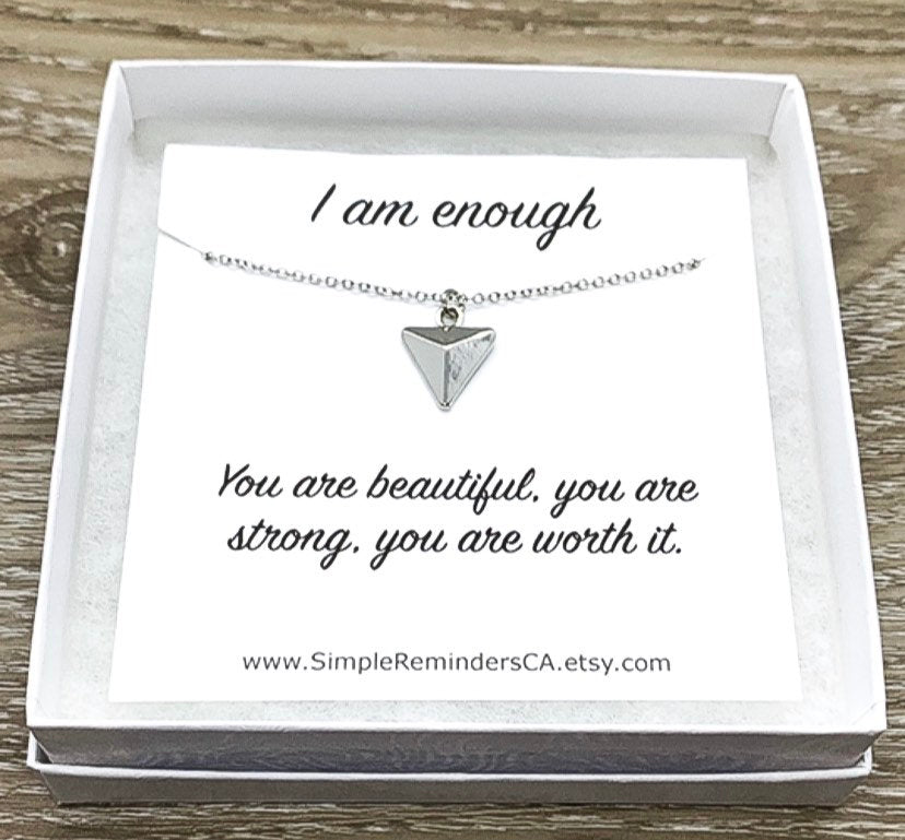 I Am Enough Gift, Shield Necklace, Armor Necklace with Card, Affirmation Gift, Strength Jewelry, Simple Reminder, I Am Strong Gift
