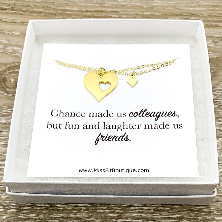 Colleague Gift, Heart Necklace Set for 2, Chance Made Us Colleagues, Gift for Friend, Coworker Gift, Retirement Gift, Friendship Necklaces