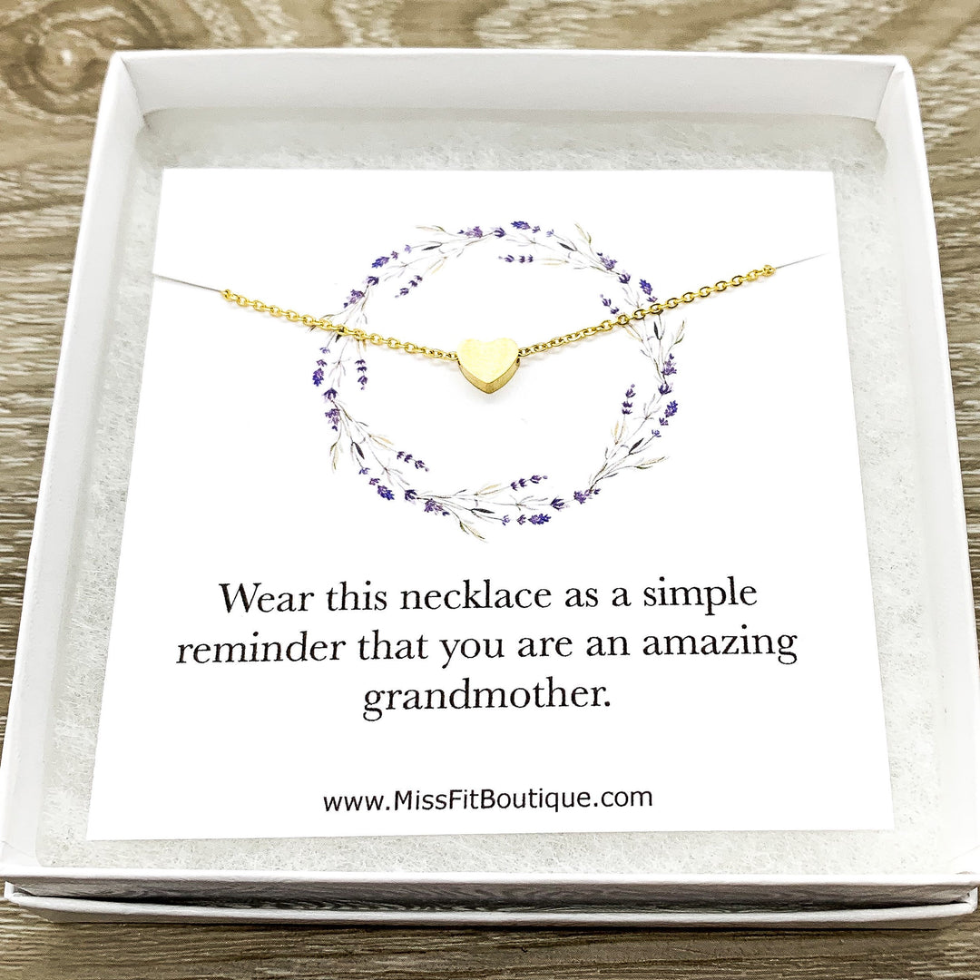 Grandmother Gift, Sentimental Card, Grandma Necklace, Tiny Heart Necklace, Gift from Grandchildren, Granddaughter Gift, Simple Reminder Gift