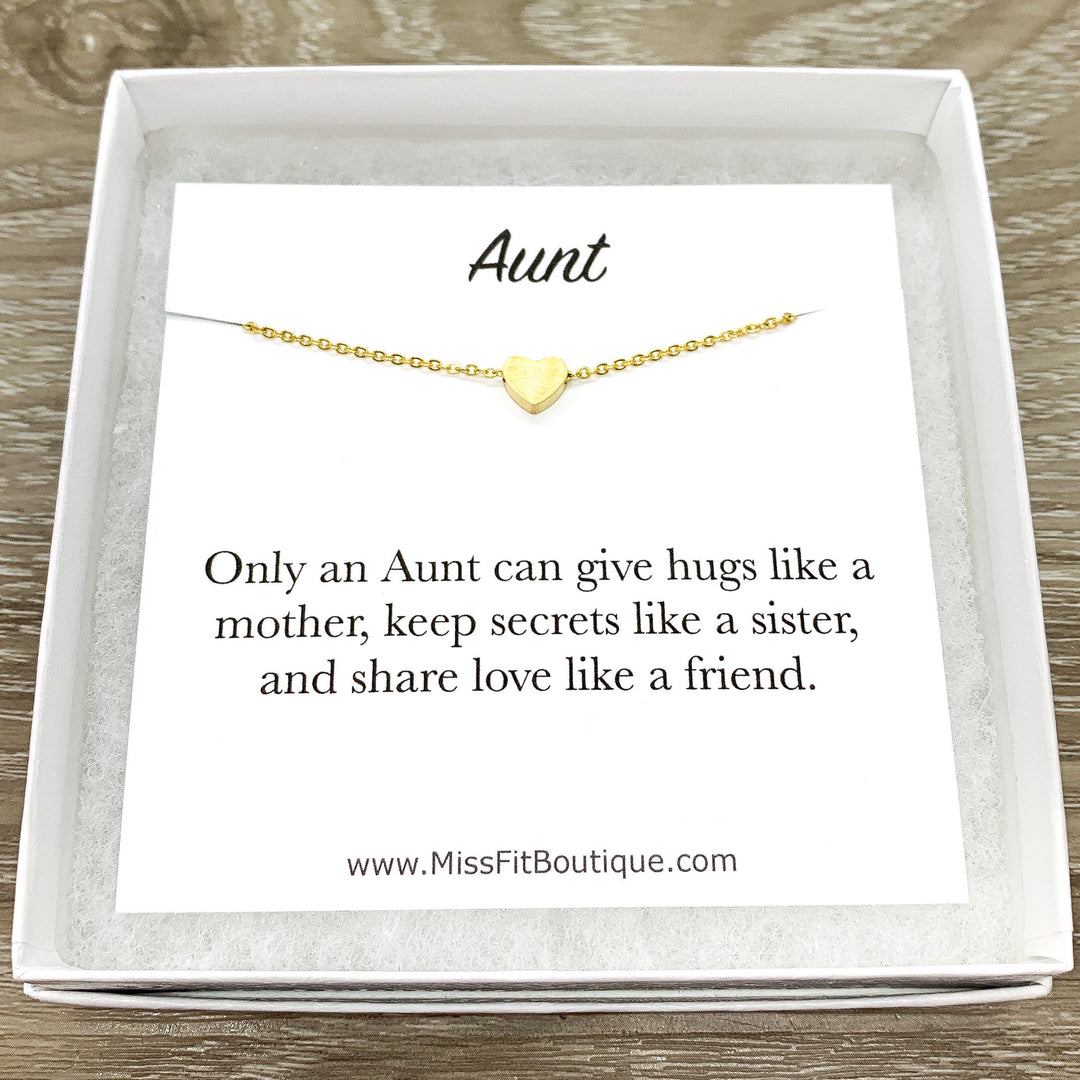 Aunt Quote, Sentimental Card, Tiny Heart Necklace, Gift from Niece, Simple Reminder Gift, Aunty Gift, Thinking of You Gift, Birthday Card