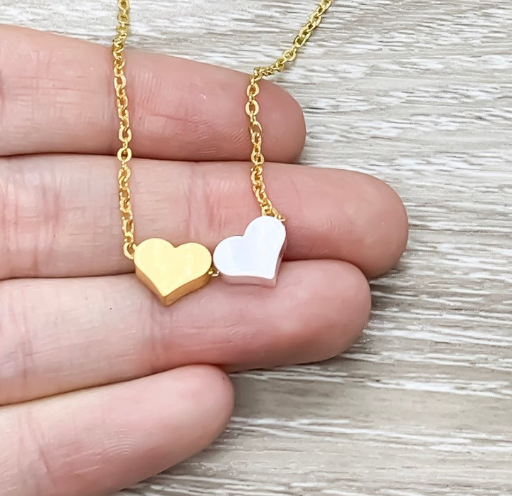 Mother of Two Necklace with Gift Box, Multiple Hearts Necklace, 2 Heart Pendants, Gift for Mom from Kids, Gift for Mama, Mother Birthday