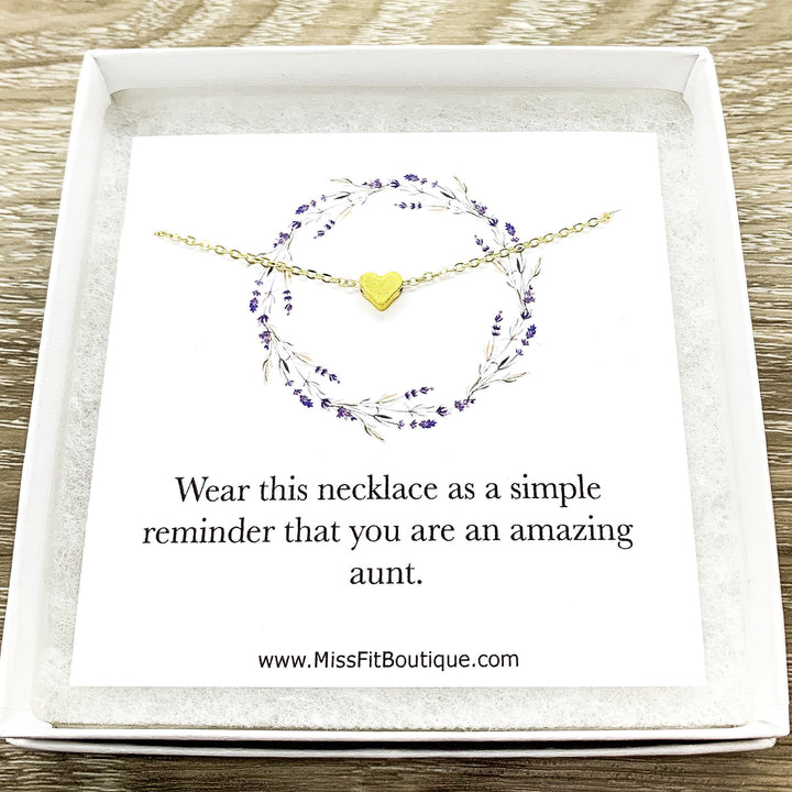 Gift for Aunt Gift, Tiny Heart Pendant Necklace, Amazing Aunt Card, Aunty Jewelry, Gift from Niece, Unbiological Aunt Jewelry