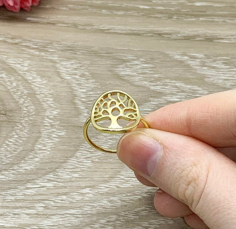 Tree Ring, Dainty Rose Gold Ring, Family Jewelry, Stacking Ring, Promise Ring, Statement Ring, Delicate Ring, Life Ring