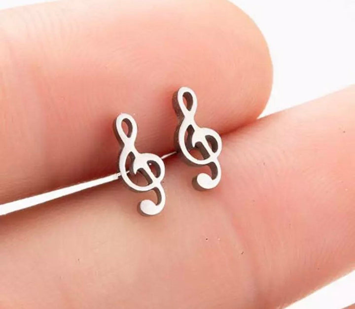 Music Note Stud Earrings, Tiny Treble Clefs Earrings, Musician Gift, Music Teacher Gift, Musical Jewelry, Music Themed Earrings, Dainty Stud