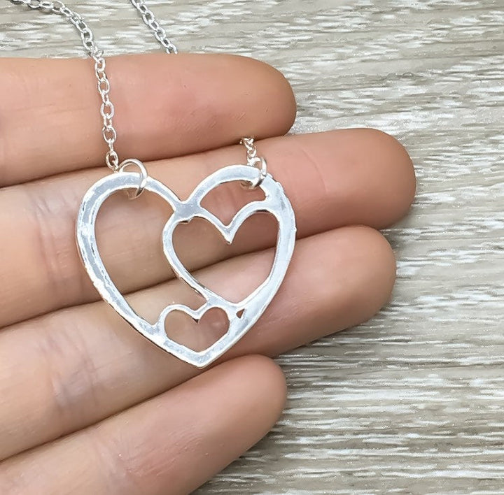 Amazing Grandmother Gift, 3 Hearts Necklace with Card, Gift from Grandson, Grandma Necklace, Birthday Gift, Gift from Daughter