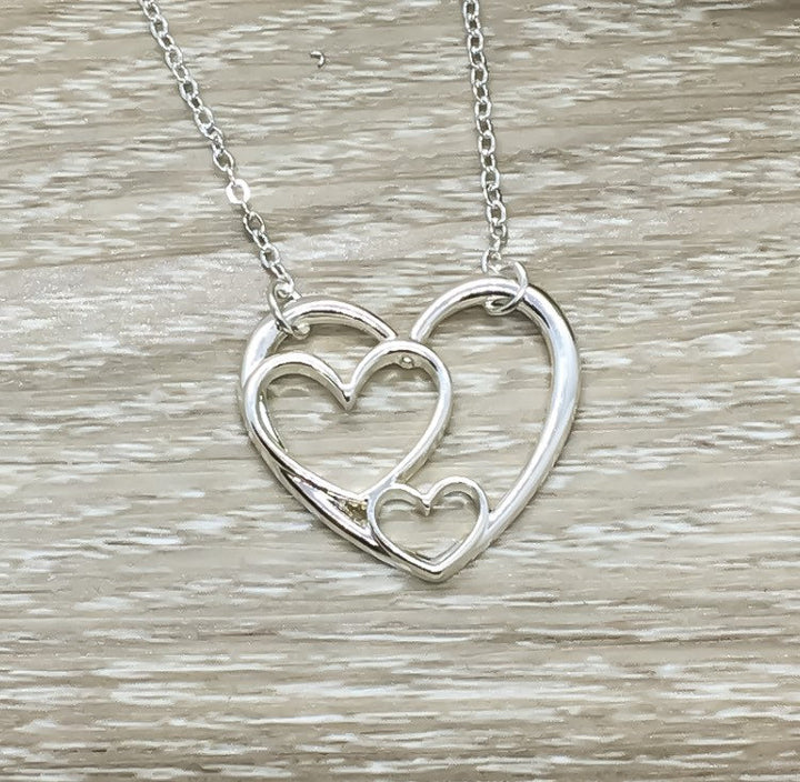 Amazing Grandmother Gift, 3 Hearts Necklace with Card, Gift from Grandson, Grandma Necklace, Birthday Gift, Gift from Daughter