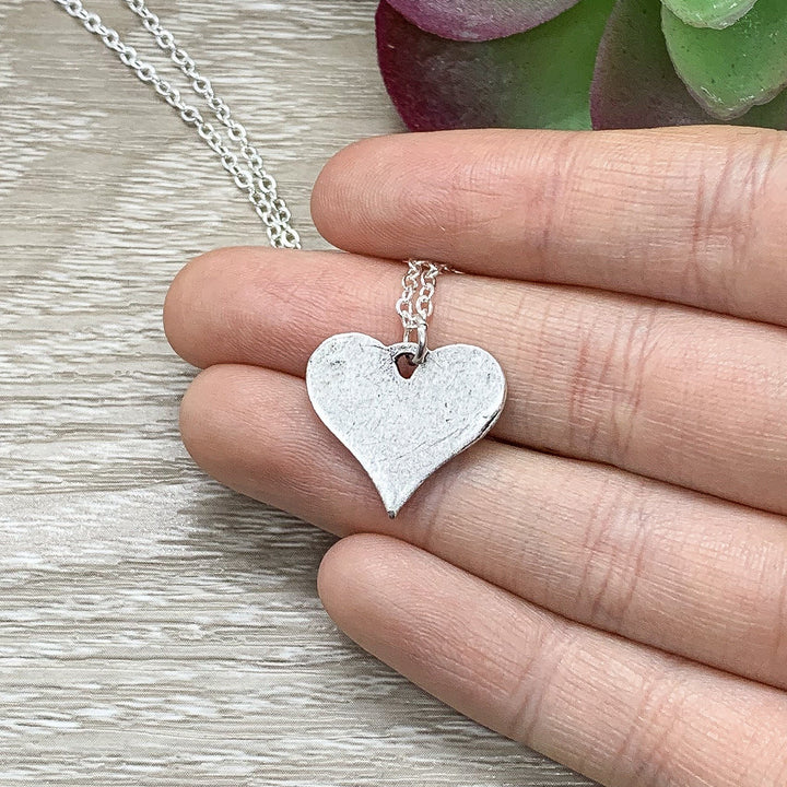 Mother of Two Gift, Tiny Handprints Necklace, Silver Heart Pendant, Gift from Kids to Mom, Mommy Birthday Gift, Sentimental Necklace