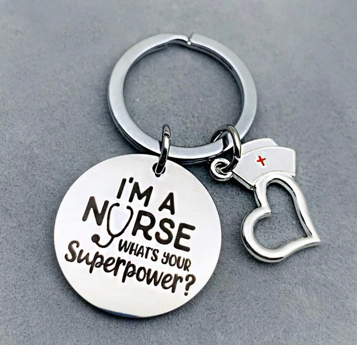 Porte-clés infirmière, cadeau pour étudiante en soins infirmiers, Je suis infirmière, quel est votre superpouvoir ?, cadeau pour infirmière praticienne, cadeau de remerciement pour infirmière