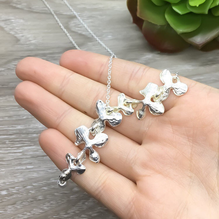 Flower Petal Necklace, Orchid Flower Necklace, Dainty Necklace, Keep Going Gift, Orchid Pendant, Sister Jewelry, Inspirational Gift