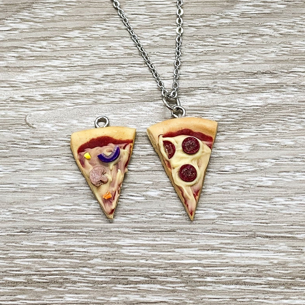 Tiny Pizza Necklace, Success Quote Card, Miniature Pizza Slice Charm, Friendship Necklace, Thoughtful Friends Gift, Pizza Jewelry