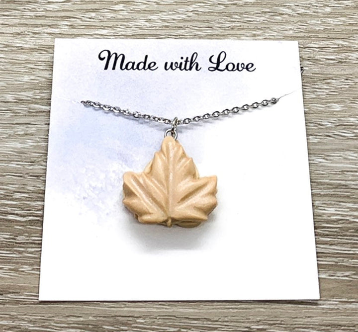Maple Leaf Cookie Charm Necklace, Realistic Food Charm, Sending Love From Canada, Cute Friendship Gift, Gift for Bestfriend, Canada Necklace