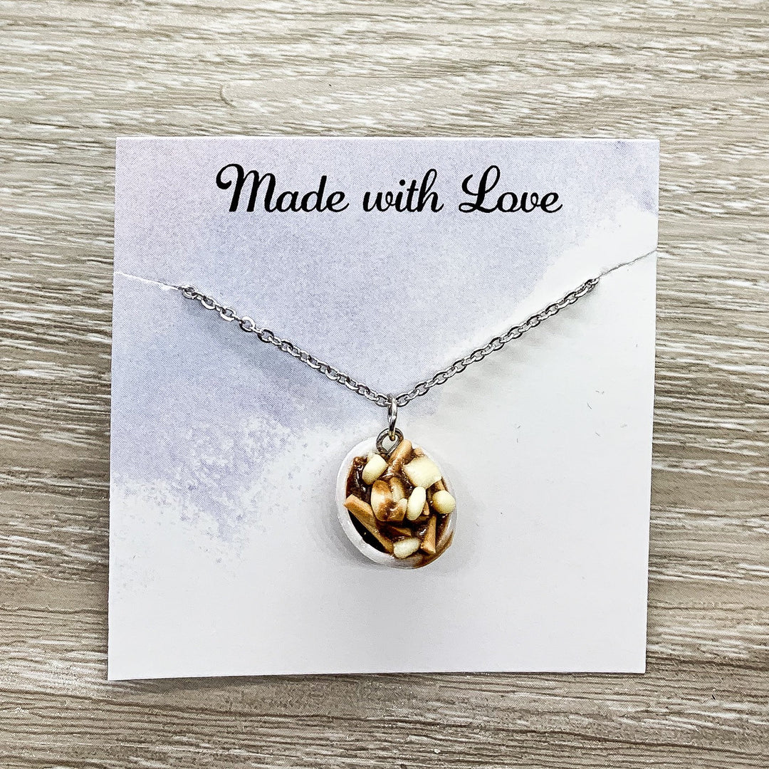 Tiny Poutine Charm Necklace, Miniature Food Necklace, Novelty Jewelry, Friendship Gift, Cute Birthday Gift, Canada Jewelry, Food Addict