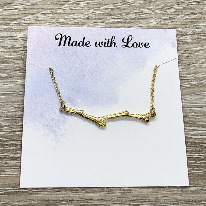 Branch Necklace, Sisters Jewelry, Branches Off the Same Tree Quote, Minimal Necklace. Little Sister Gift, Nature Lover Gift, Birthday Gift