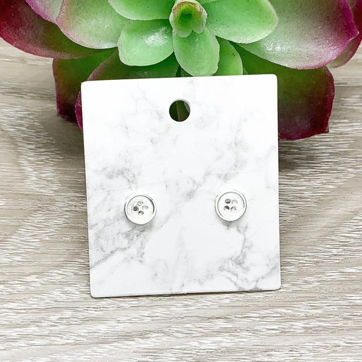 Tiny Button Stud Earrings, Sterling Silver Earrings, Minimalist Jewelry, Gift for Seamstress, Cute as a Button Earrings, Gift for Daughter
