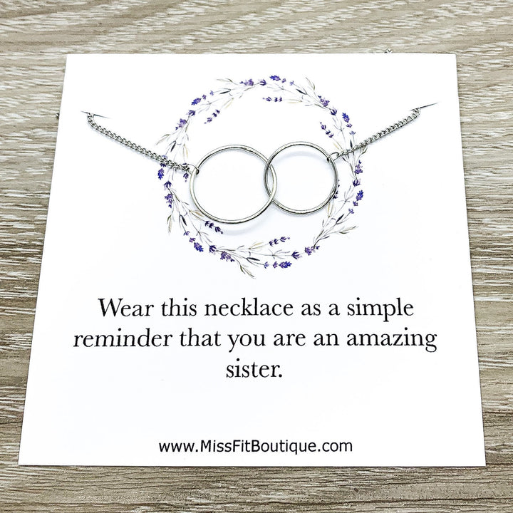 Amazing Sister Gift, Interlocking Circles Necklace, Circular Pendant, Linked Circles Necklace, Gift for Big Sister, Sister Birthday Gift